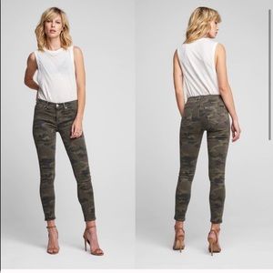 Barbara High Waist Camo Raw Hem Ankle Skinny Jeans